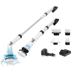 Electric Spin Scrubber Cordless Handheld Rechargeable Cleaning Brush with 4 Replaceable Heads