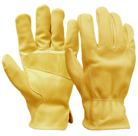 Hyper Tough Cowhide Leather Work Gloves, Size Medium, Golden Color