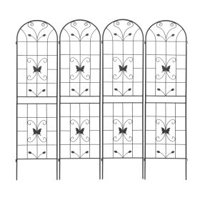 4 Pack Metal Garden Trellis 86.7" x 19.7" Rustproof Trellis for Climbing Plants Outdoor Flower Support Black