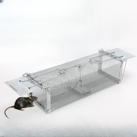 Double Door Rats Trap Cage Humane Live Rodent Dense Reticulated Trap Cage Zinc Plating Mouse Rat Control Bait Trap with 2 Detachable U-Shaped Rods