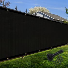 Artpuch Privacy Fence Screen Black Customized Outdoor Mesh Panels for Backyard, Balcony,Patio,Construction Site with Zip Ties (Color: Black, size: 6x7 ft)